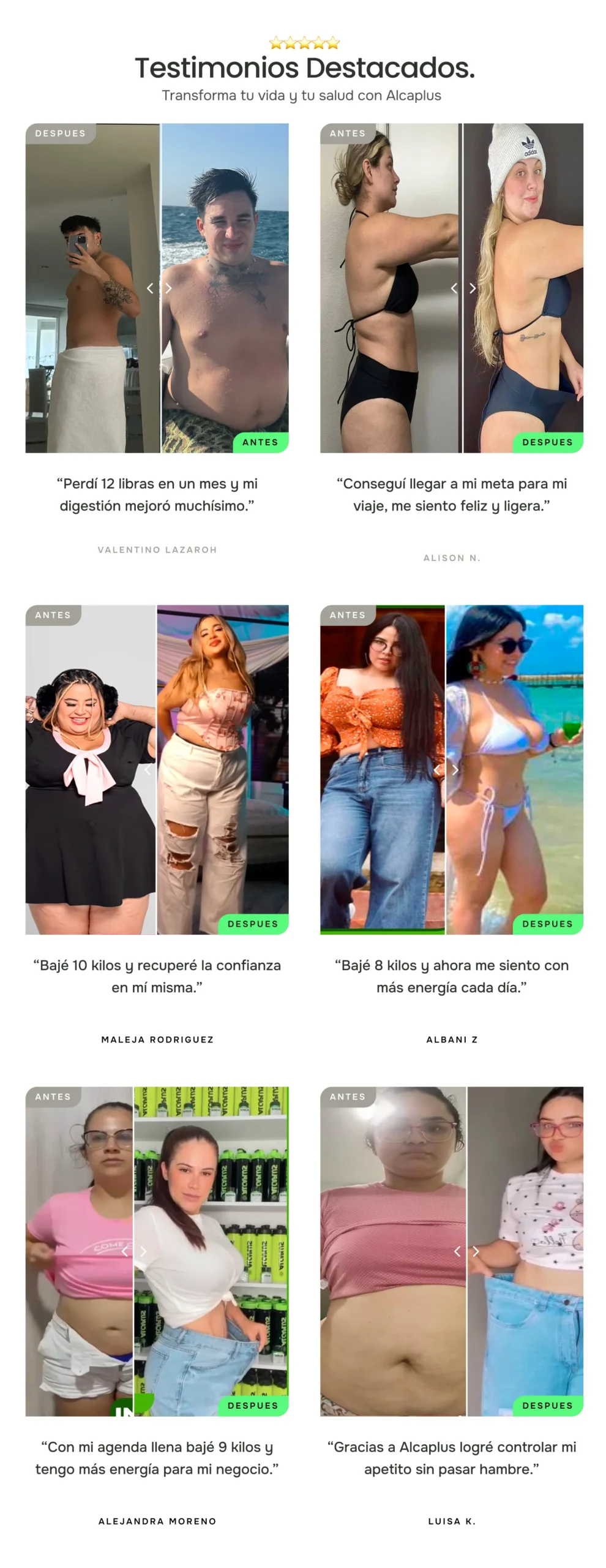 Testimonios Alcaplus - Resultados reales
